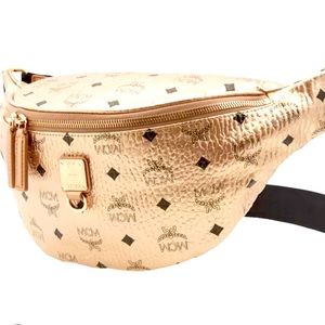 Like New MCM Furston Medium Belt Bag in Rose Gold